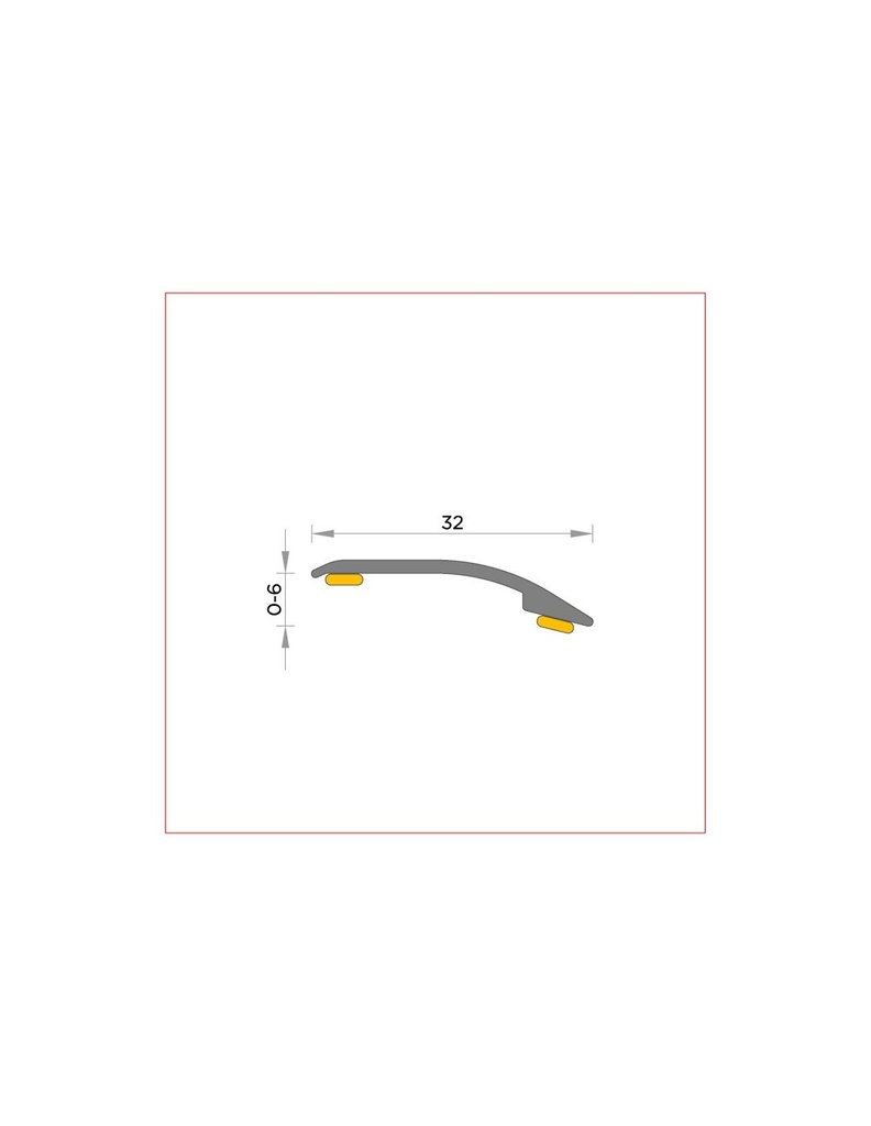 Pletina aluminio acero mate (25) transicion  junta 0-6 mm / 32mm / LVT  90 cm. Blister