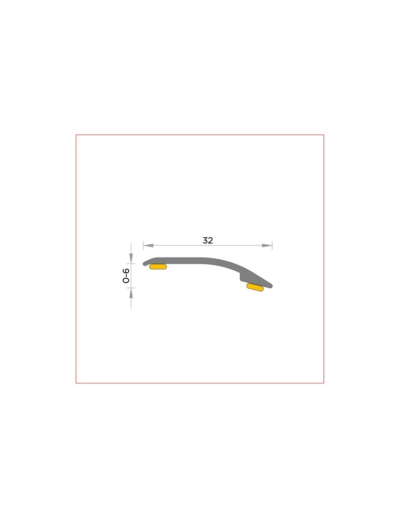 Pletina aluminio acero mate (25) transicion  junta  o-6 mm   Blister 270