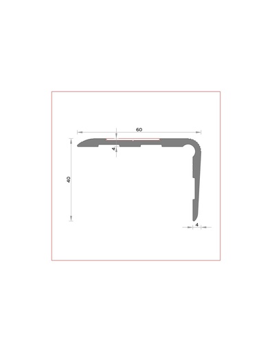 [BG4580330052E] Cantonera 60x40 antidesliz. atornillar (03) Alum. plata 300cm