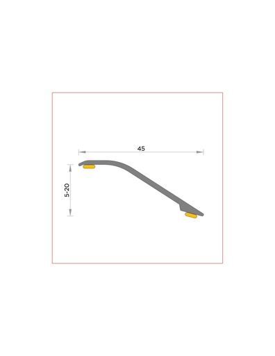 [BG3760309001B] Transición Alta Aluminio PLata (03) Dif Nivel 5-20mm 90cm Blister