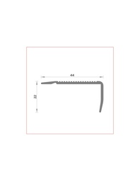 [BG4890330000C] Aluminio Plata (03) Cant. escalera 44x22 Estriada 300cm
