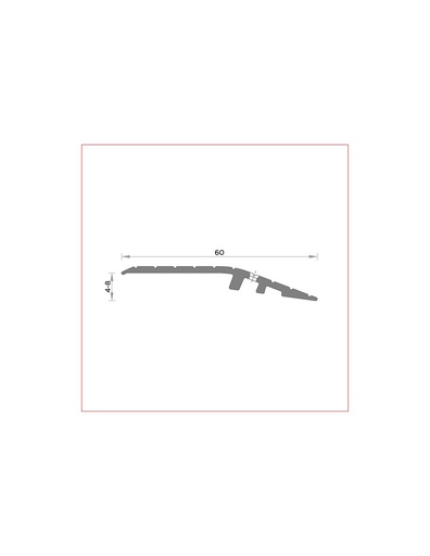 [BGB3840327012E] Dif. nivel 60mm 4-8mm estr.atorn. (03) Alum. plata 2700mm